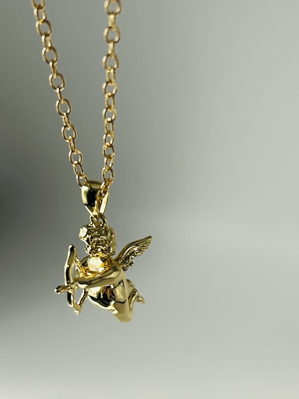 Gold filled handmade love Angel Cupid bow arrow Pendant Necklace Women's Jewelry